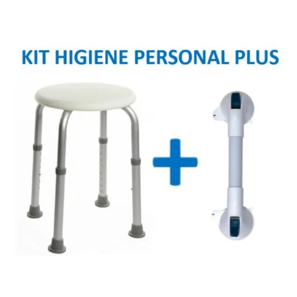 Pack Taburete de Baño Redondo + Asidero de Ducha Sistema Succión