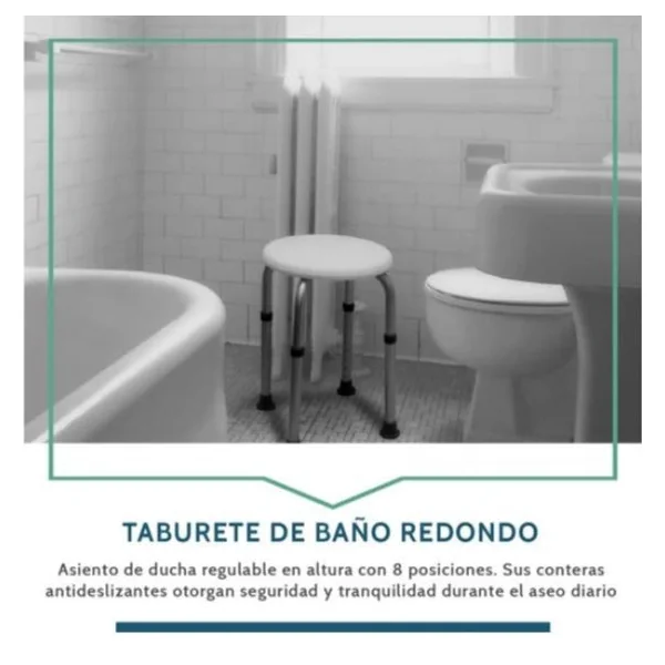 Pack Taburete de Baño Redondo + Asidero de Ducha Sistema Succión