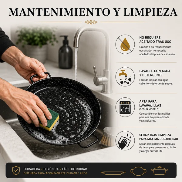 Paellera Esmaltada Esp. Inducción 34 cm Negro