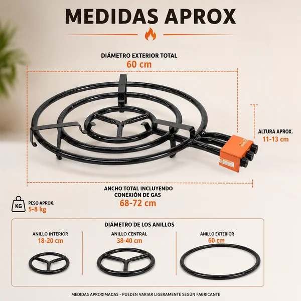 Paellero Gas Butano 60 cm Negro