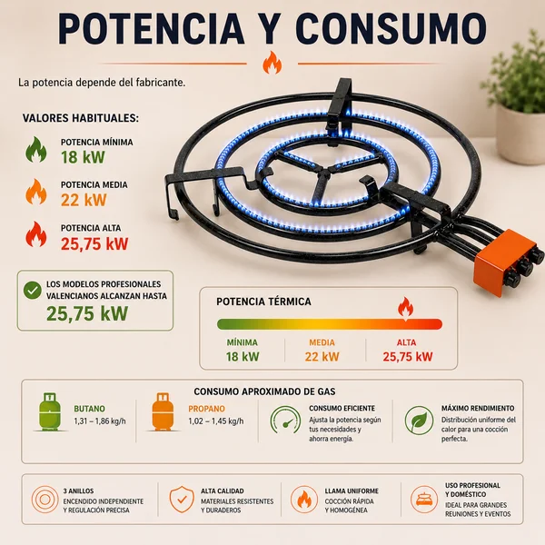 Paellero Gas Butano 60 cm Negro