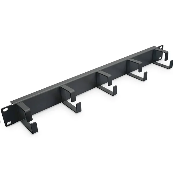 Panel guiacables armario rack 19 de 1U con 5 anillas Negro