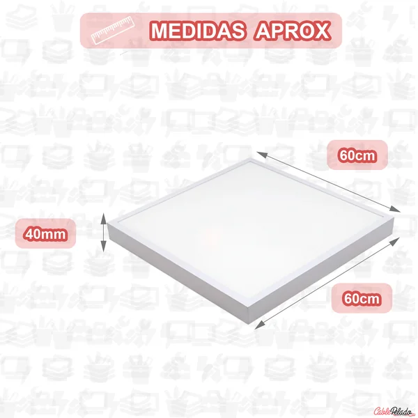 Panel LED superficie 60 x 60 cm luz neutra 40W
