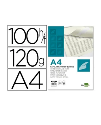 Papel verjurado Liderpapel A4 120g m2 Blanco
