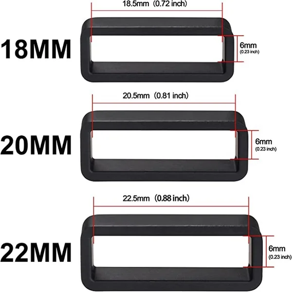 Pasador de goma para correas de reloj 22 mm Negro