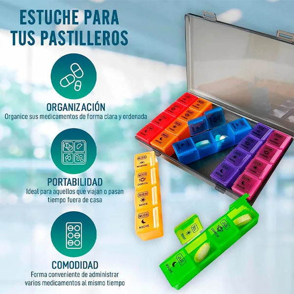 Pastillero Semanal 4 Tomas con Estuche Protector