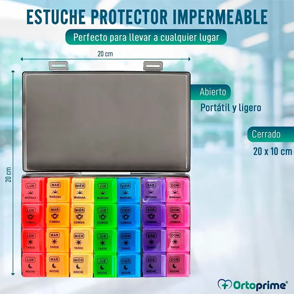 Pastillero Semanal 4 Tomas con Estuche Protector