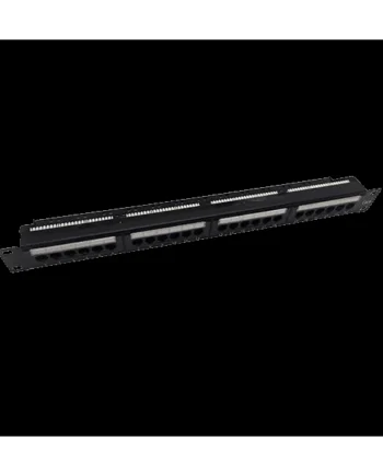 Patch panel 24 RJ45 Cat 6 UTP 1U con peine Negro