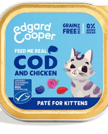 Paté Bacalao pollo kitten sin cereales Edgard Cooper 16x85 g