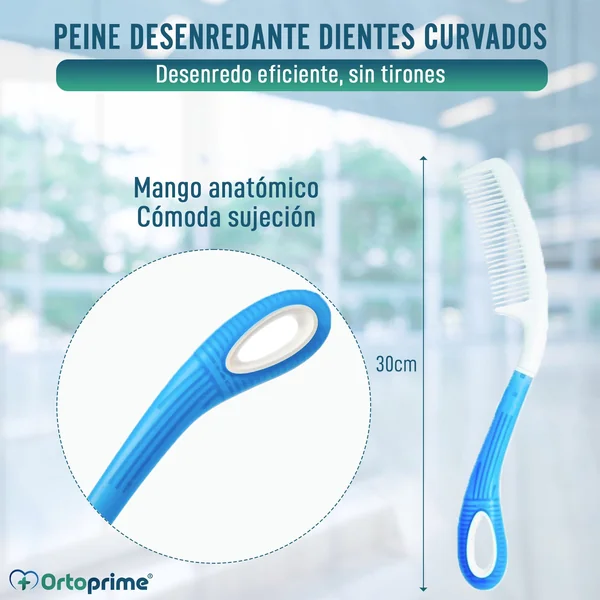 Peine Desenredante con Dientes Curvados y Mango Largo