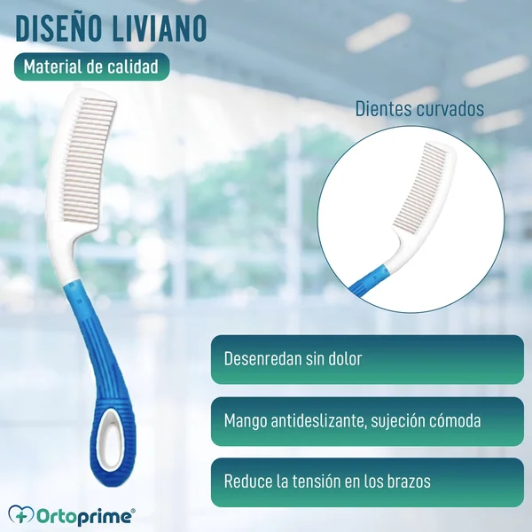 Peine Desenredante con Dientes Curvados y Mango Largo