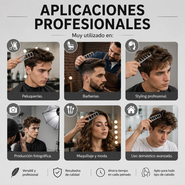 Peine Voluminizador de Dientes Anchos para Cabello Gris