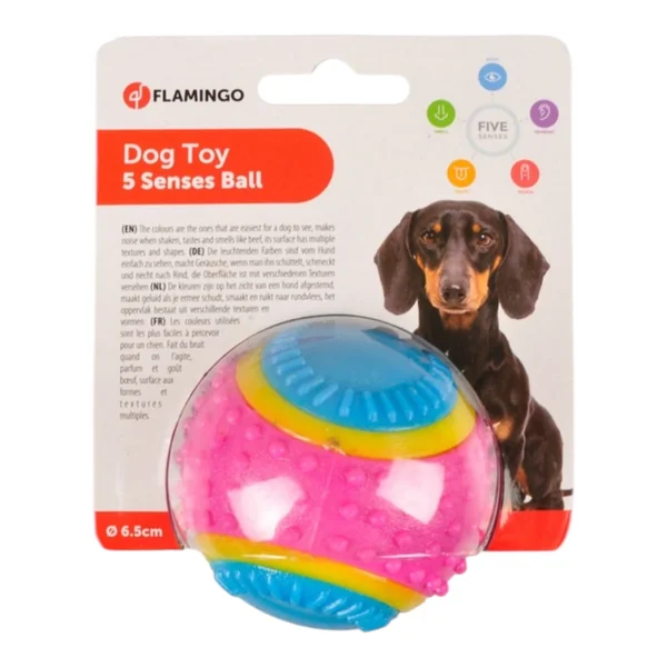Pelota Sensorial Five Senses Flamingo para Perros — Estimulación Total