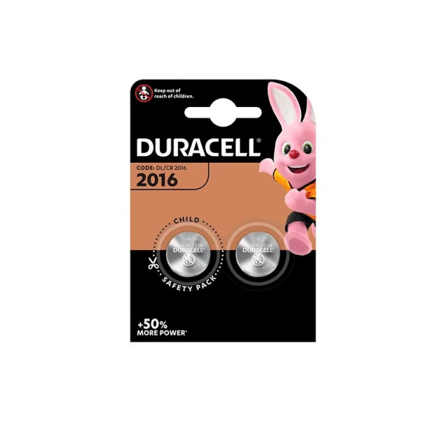 Pila duracell de boton de litio CR2016 3V Pack 2 pilas