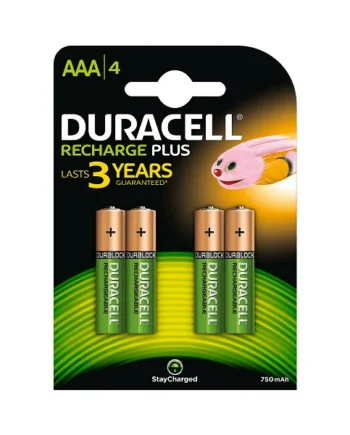 Pila duracell HR03 AAA 850mAh pack 4 pilas