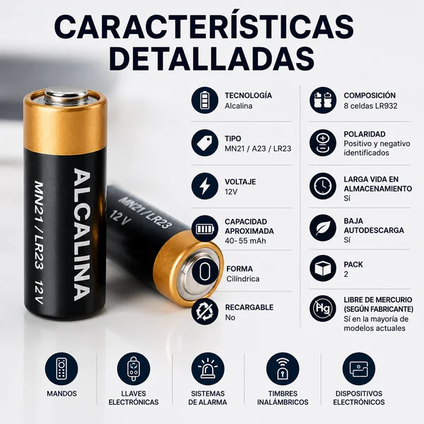 Pila duracell MN21 LR23 12 v pack 2 pilas