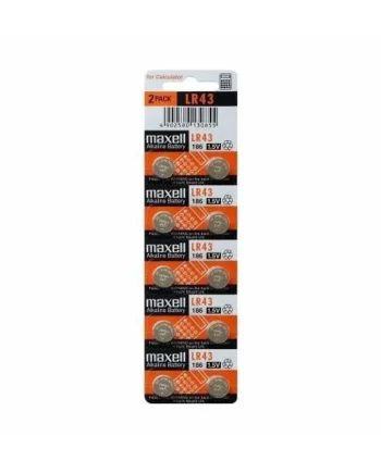 Pila maxell LR43 1.5 v pack 10 pilas