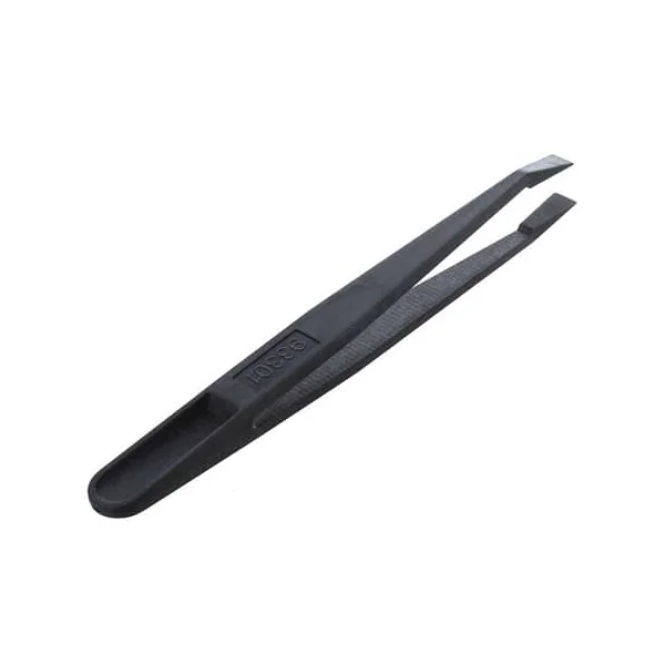 Pinzas electronica plastico punta plana antiestatico Negro