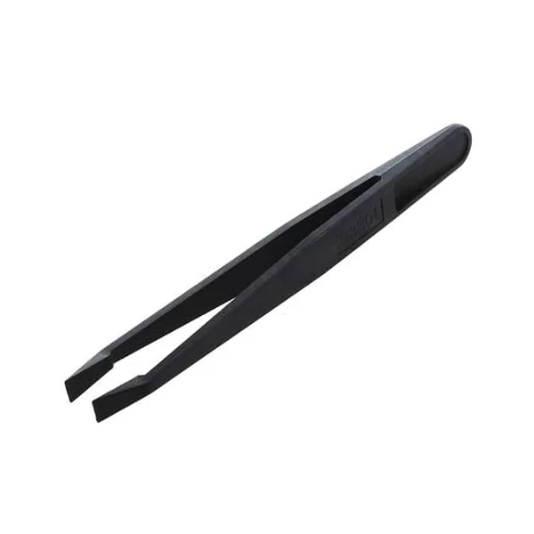 Pinzas electronica plastico punta plana antiestatico Negro