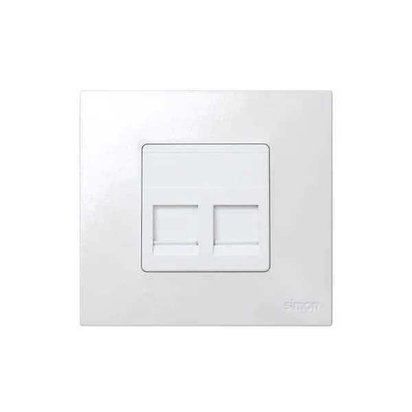 Placa 2 conectores RJ45 AMP con guardapolvo Simon 27 Play Blanco
