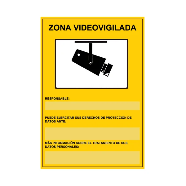 Placa exterior homologada zona videovigilada 2 Amarillo