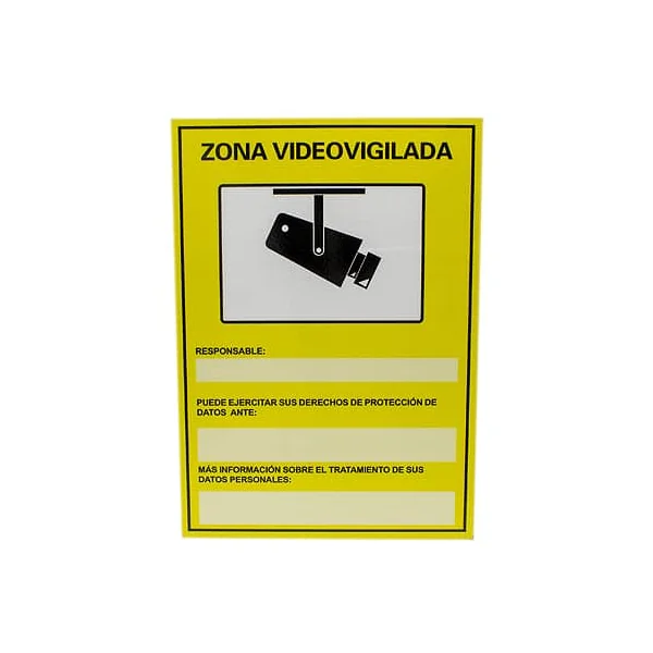 Placa exterior homologada zona videovigilada 2 Amarillo