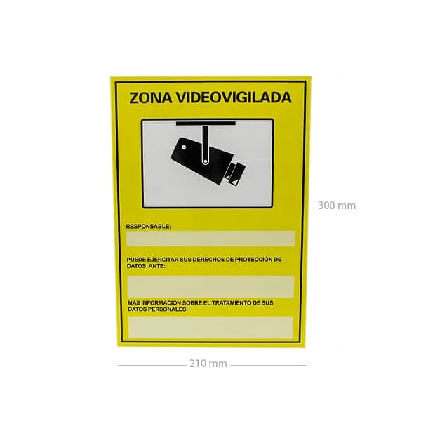 Placa exterior homologada zona videovigilada 2 Amarillo