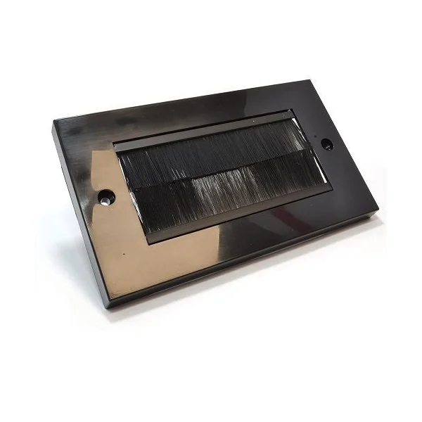 Placa frontal rectangular para salida cable pared Negro