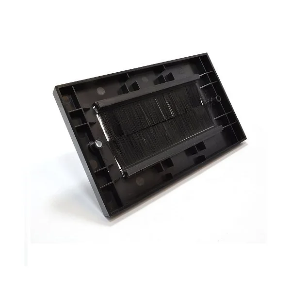 Placa frontal rectangular para salida cable pared Negro