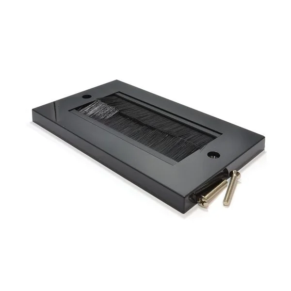 Placa frontal rectangular para salida cable pared Negro