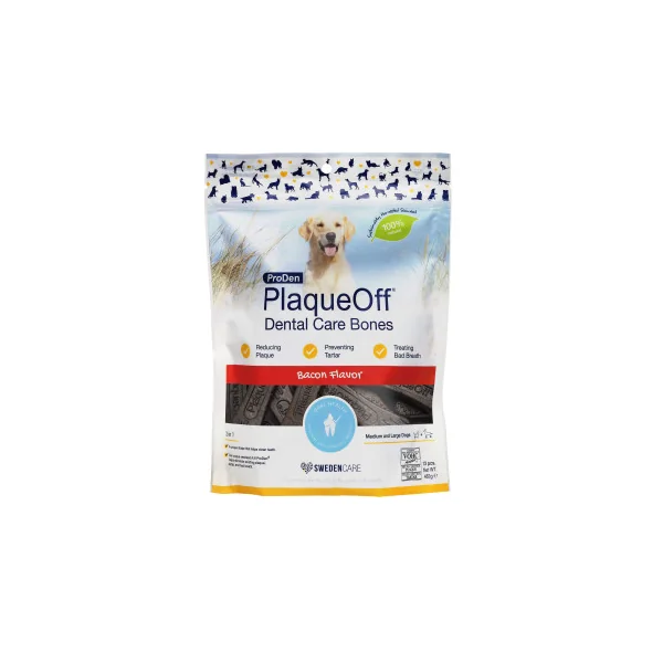 PlaqueOff Dental Care Bones Bacon Perro