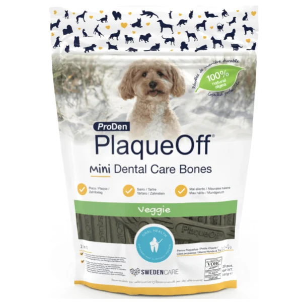 Plaqueoff mini dental bones veggie para perros 340 g