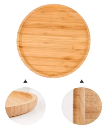 Plato Redondo Madera De Bambu 20 Cm Marron