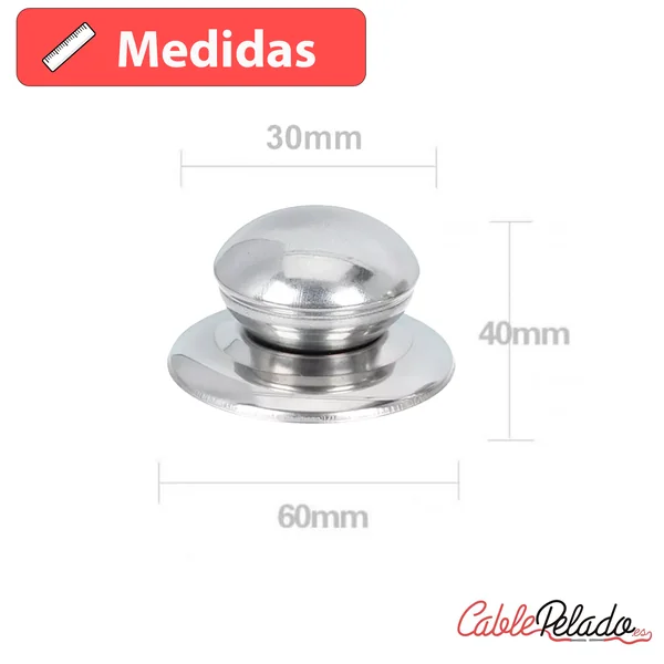 Pomo tapa olla 6.2 cm con tornillo Plateado