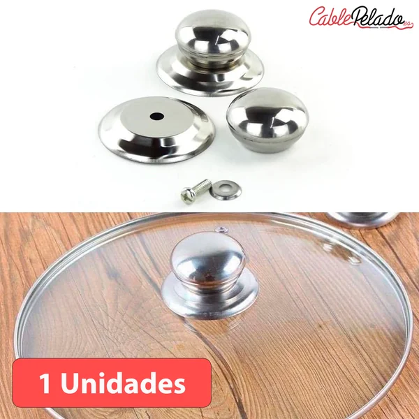 Pomo tapa olla 6.2 cm con tornillo Plateado