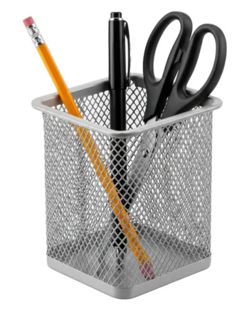 Portalapices rectangular de metal Gris