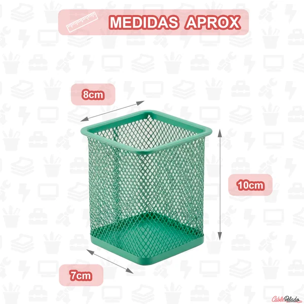Portalapices rectangular de metal Verde claro