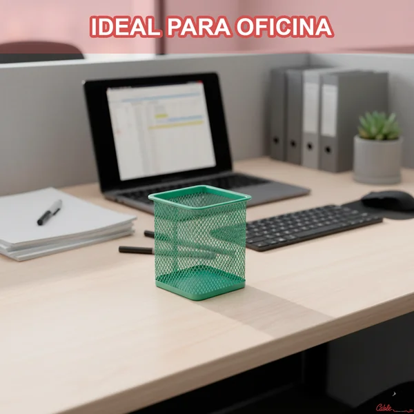 Portalapices rectangular de metal Verde claro