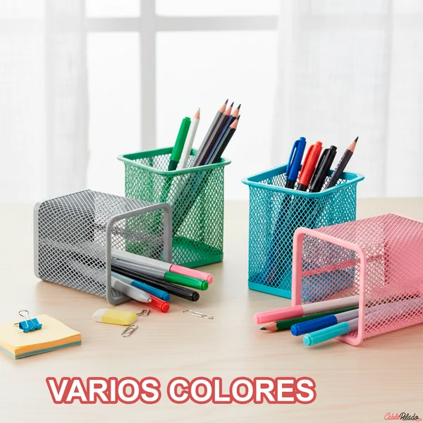 Portalapices rectangular de metal Verde claro
