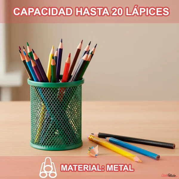 Portalapices redondo de metal Verde claro
