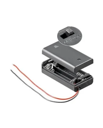 Portapilas para 2 pilas LR6 AA con interruptor Negro