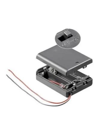 Portapilas para 3 pilas LR6 AA con interruptor Negro