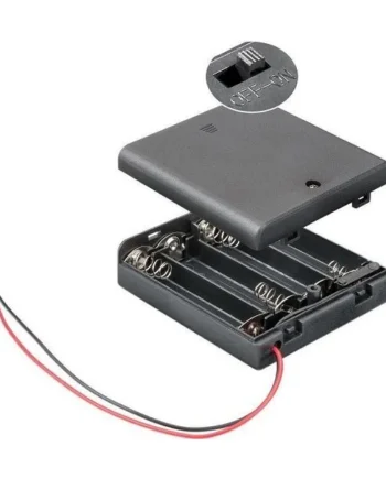 Portapilas para 4 pilas LR6 AA con interruptor Negro