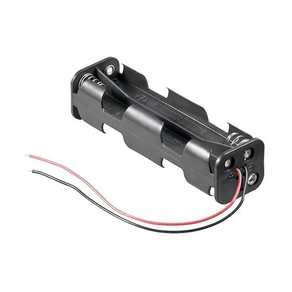Portapilas plano para 8 pilas LR6 AA Negro
