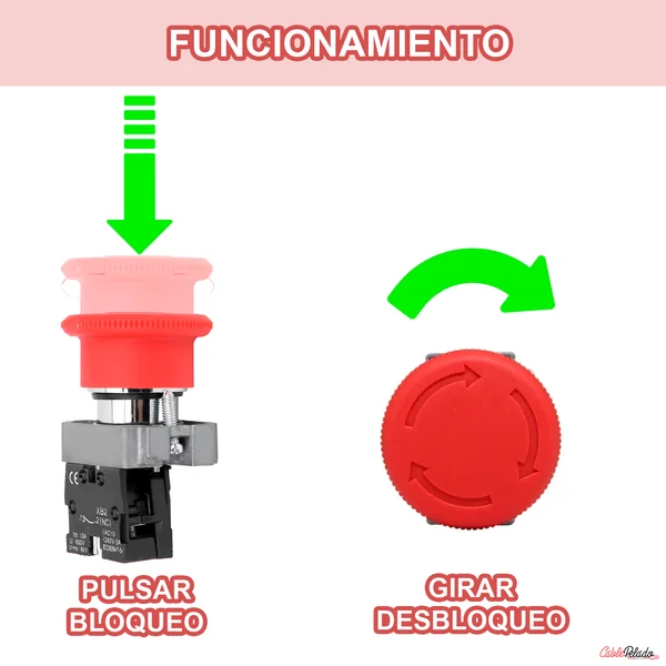 Pulsador de Parada de Emergencia 1NC 600V 10A