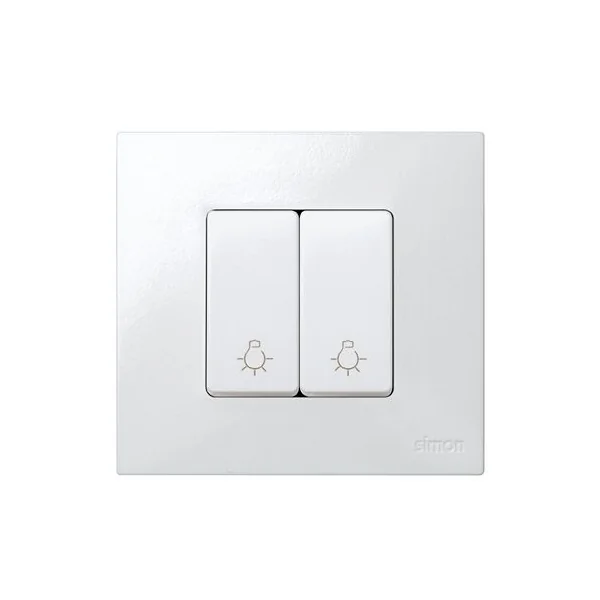 Pulsador simbolo luz estrecho Simon 27 Play Blanco