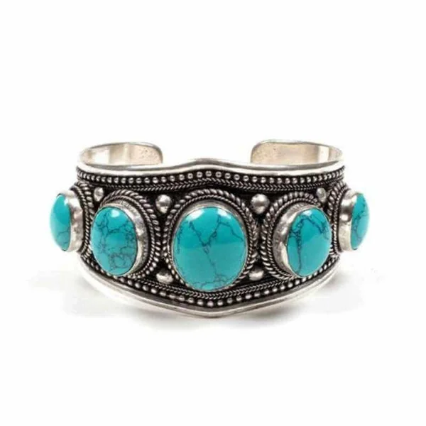 Pulsera tibetana Filigrana 5 turquesas