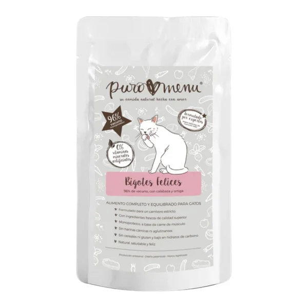 Puromenu Bigotes Felices Bio Vacuno para Gatos — Comida Húmeda