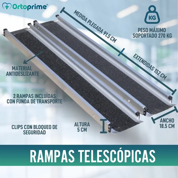Rampas Telescópicas para Silla de Ruedas Resistentes 270kg
