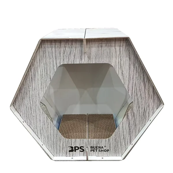 Rascador Hexagonal Modular de Cartón Para Gatos 46x46x31cm.